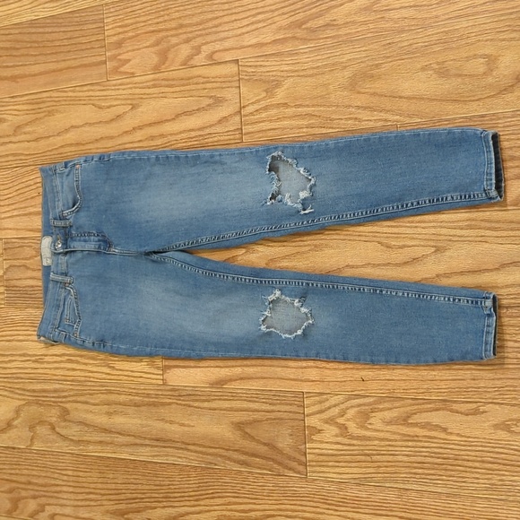 Mid-rise skinny ankle jeans size 27" with knee-holes and stretch Free People - Picture 1 of 7